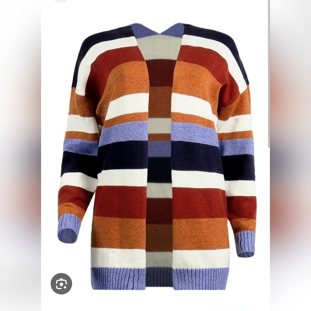 ECOWISH Multicolor Striped Cardigan